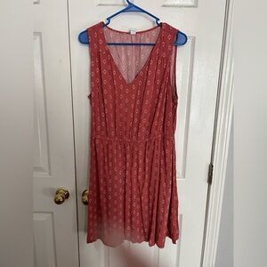 Old Navy Sleeveless Coral Patterned Midi Dress